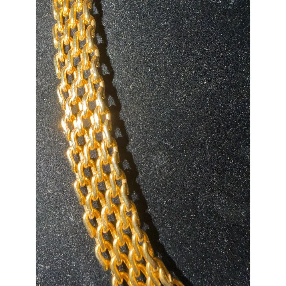 Vintage Gold-Tone Graduated Mesh Chain Choker Necklace MCM Statement Collar 18
